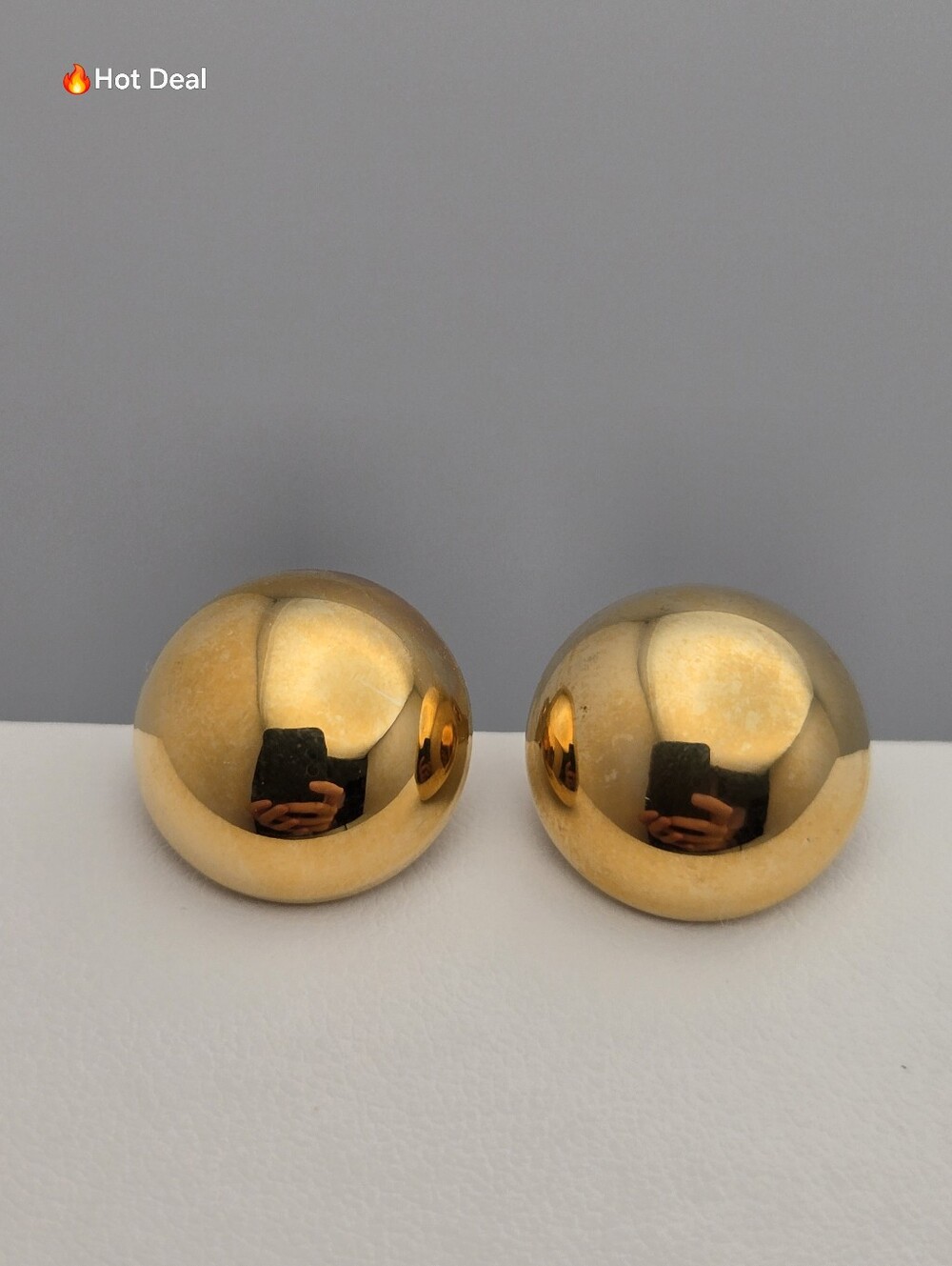 Monet Chunky Gold Tone Dome Earrings Classic Button Clip On 5/8" Vintage